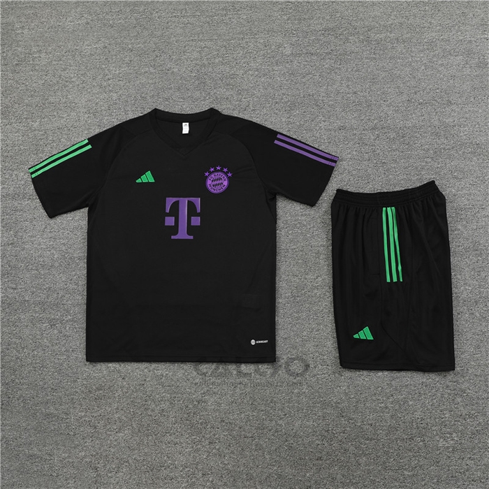 Tuta da Track Bayern Monaco Manica Corta 2023-2024 Nero - Pantaloncini